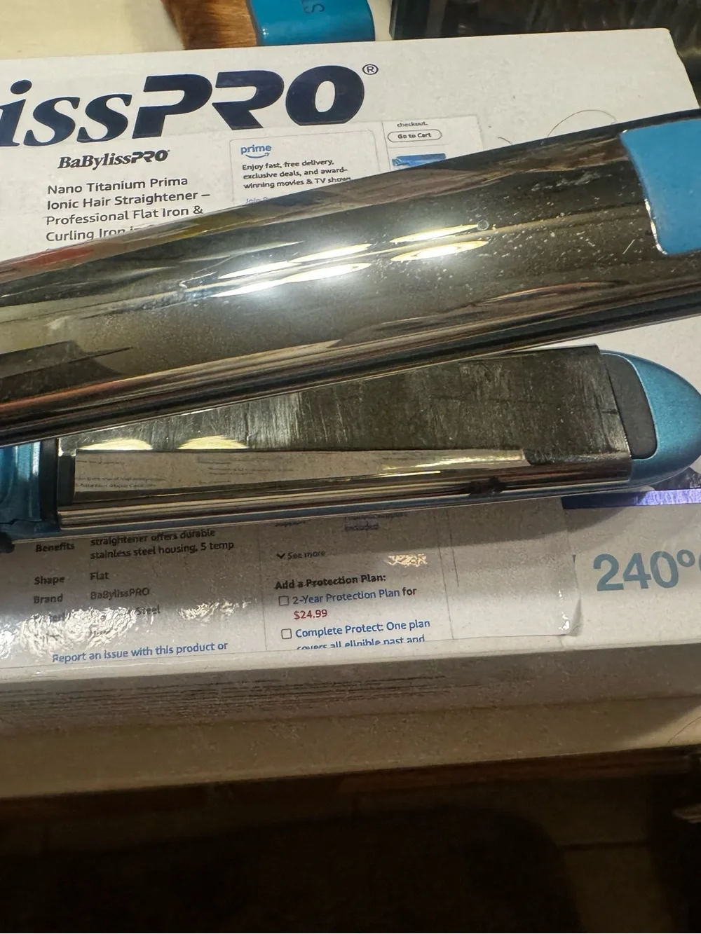 BaBylissPRO Chrome Curling Iron - Silver with Blue Accent